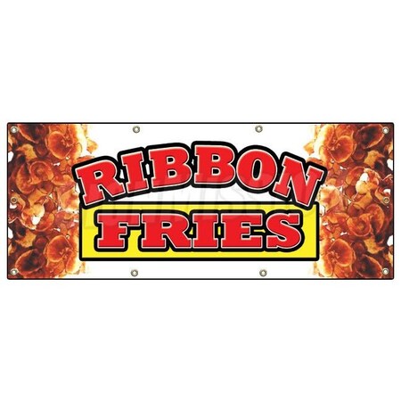 Signmission RIBBON FRIES BANNER SIGN hot chips french frys signs B-96 Ribbon Fries